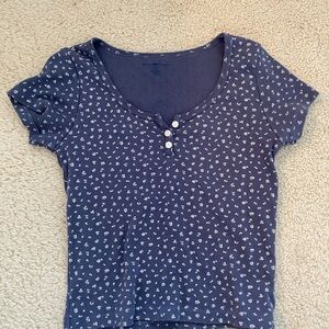 Brandy Melville Blue Floral Crop Top